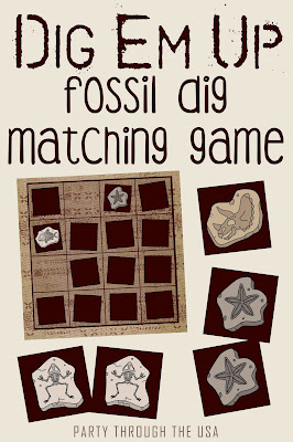 Paleontology Dig Travel Game // Party Through the USA // free printable // perfect for dinosaur themed homeschool or classroom units