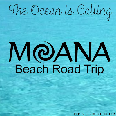 How to Plan a Moana Themed Road Trip // Party Through the USA // family road trips // party food // costumes // themed car activities // beach fun // beach party for kids
