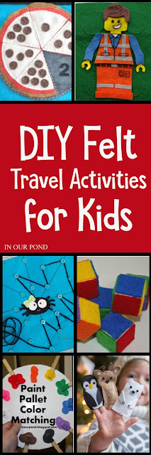 DIY Felt Travel Activities for Kids // In Our Pond  // free patterns  // road trips // airplanes  // children // sewing // hot glue // do it yourself // crafting