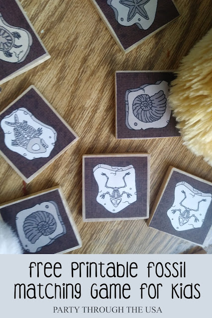 Fossil Dig Printable Matching Game for Kids // Party Through the USA