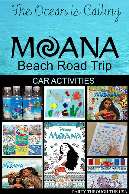 How to Plan a Moana Themed Road Trip // Party Through the USA // family road trips // party food // costumes // themed car activities // beach fun // beach party for kids