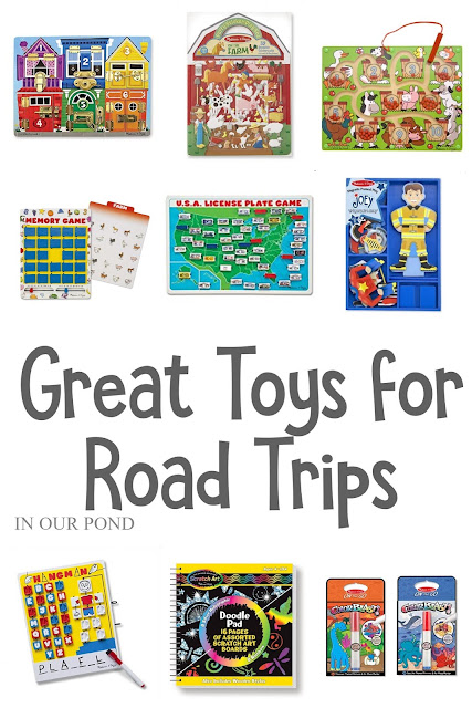 Great Toys for Road Trips and Travel // Party Through the USA // Melissa and Doug toys // travel toys // airplane toys // hospital stays // kids christmas lists