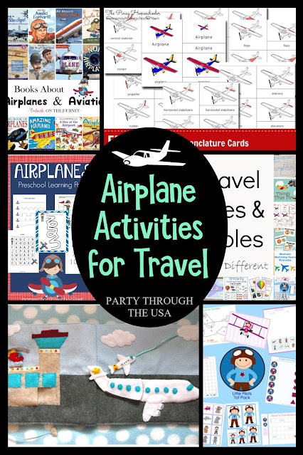 Some kids just really love airplanes.  Here are some great plane themed activities that are suitable for air travel and learning time at home