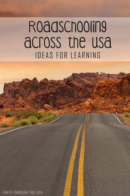 Roadschooling is learning or homeschooling on the road or while traveling.  Here is a list of ways you can focus on US geography through books & more.