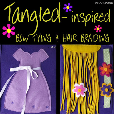 Tangled-Inspired Bow Tying and Hair Braiding Activities for Kids from In Our Pond